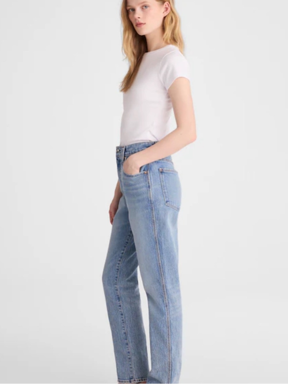 Women's High-Rise Straight Leg Jeans - Light Blue the perfect vintage Jeans